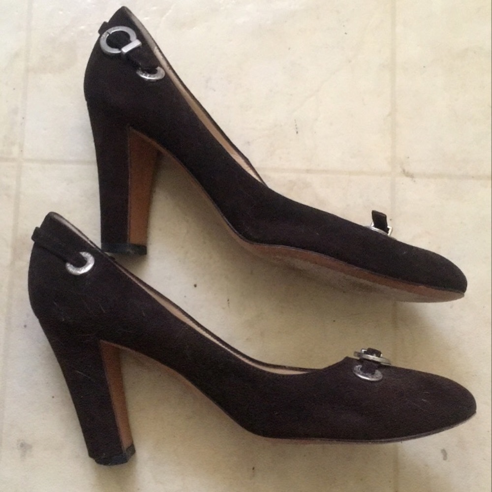 Vintage Italian 90s Brown Suede Heels